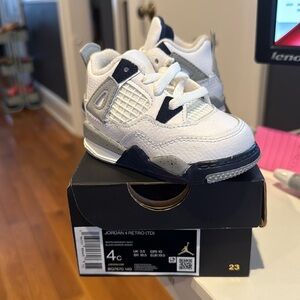 JORDAN 4 RETRO (TD) White/NVY sz 4C